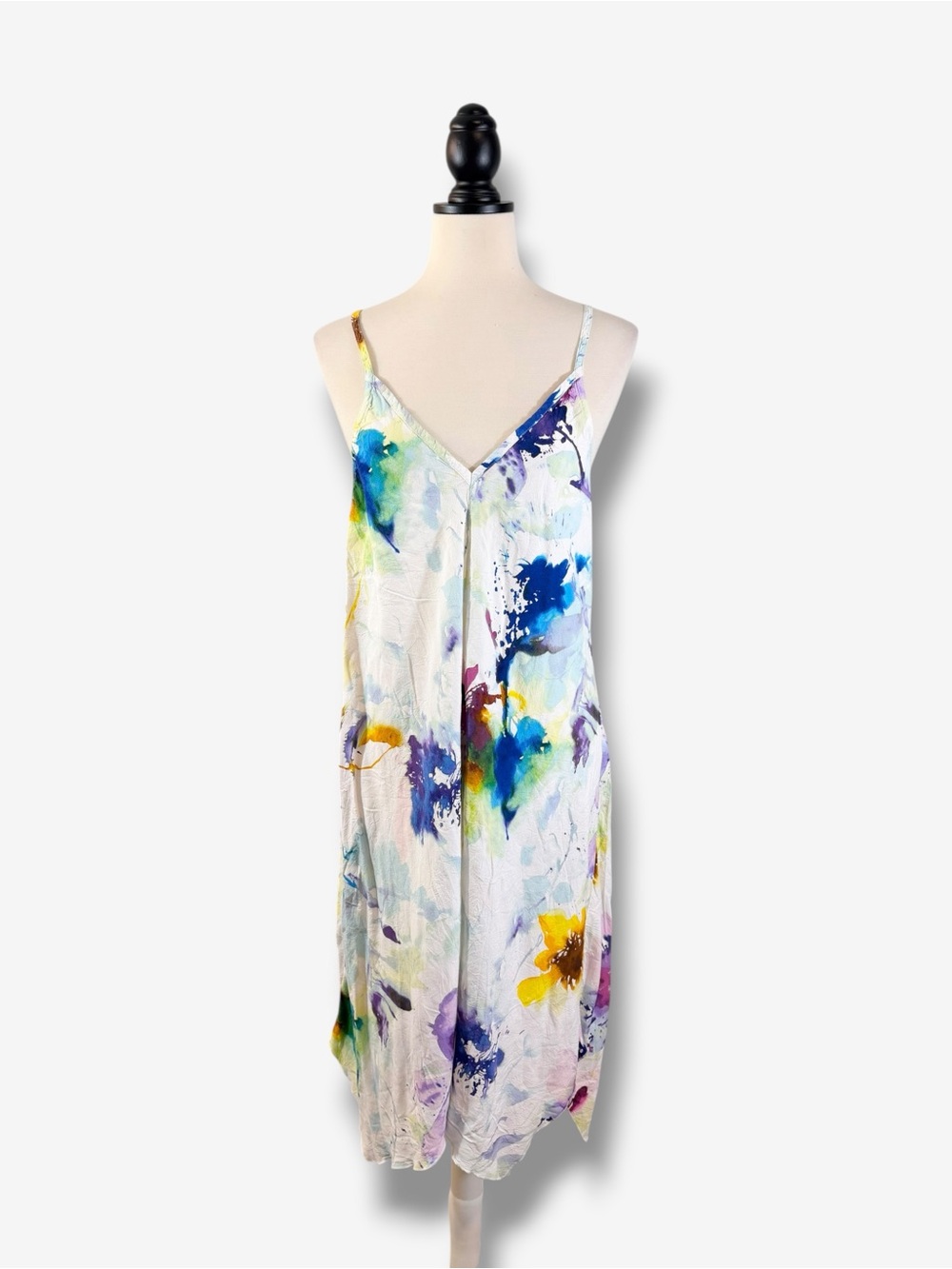 Jams World Heavenly Watercolor Asymmetrical Hem Midi Dress M Made in Hawaii